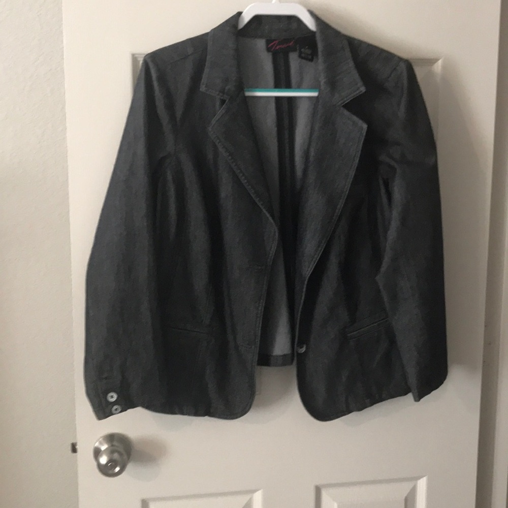 Black denim blazer